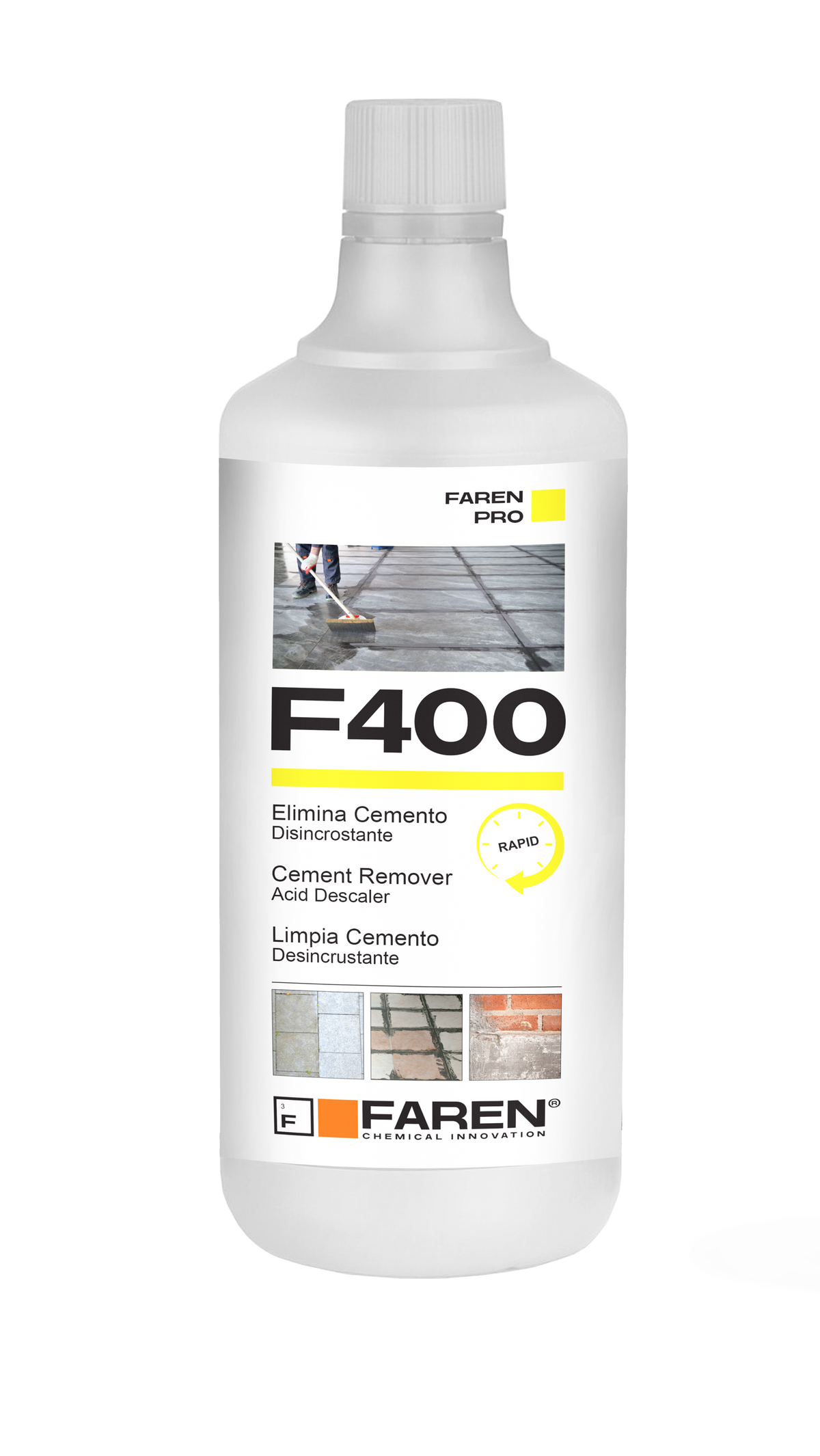 FAREN - Disincrostante Acido Concentrato F400 | Elimina Cemento Malta Calcare | Multisuperficie
