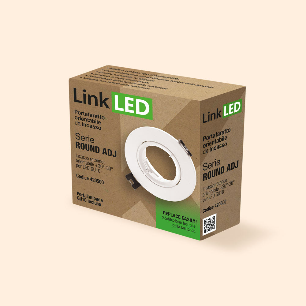 LinkLed Adjustable Recessed Spotlight Holder ROUND ADJ Series White 