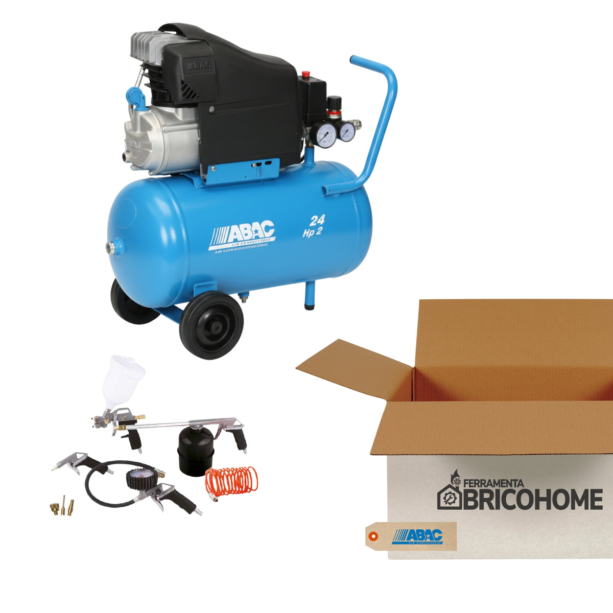 Kit Abac Compressore Aria Pole Position L20 24 Litri + Accessori [BUNDLE]