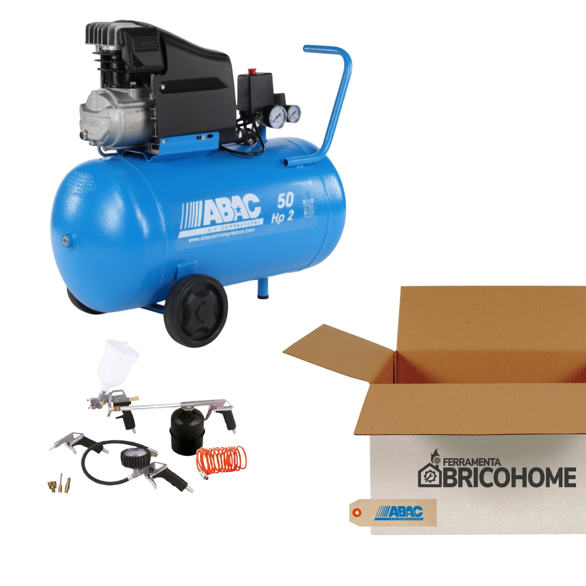 Kit Abac Compressore Aria Montecarlo L20 50 Litri + Accessori [BUNDLE]