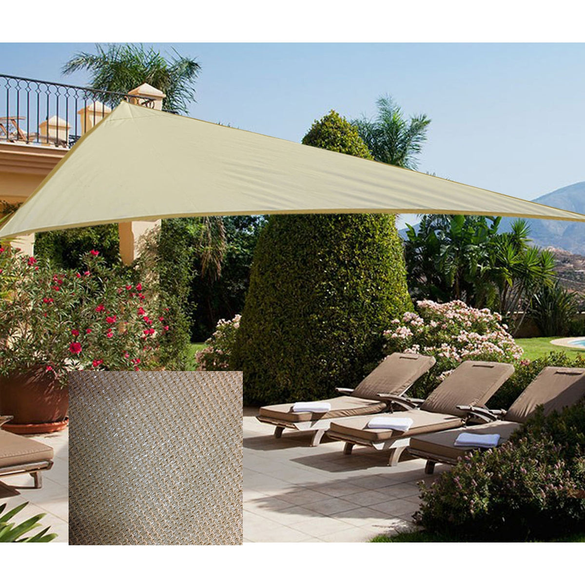 Voile d'ombrage GDLC Amalfi 300x300x300 couleur Écru