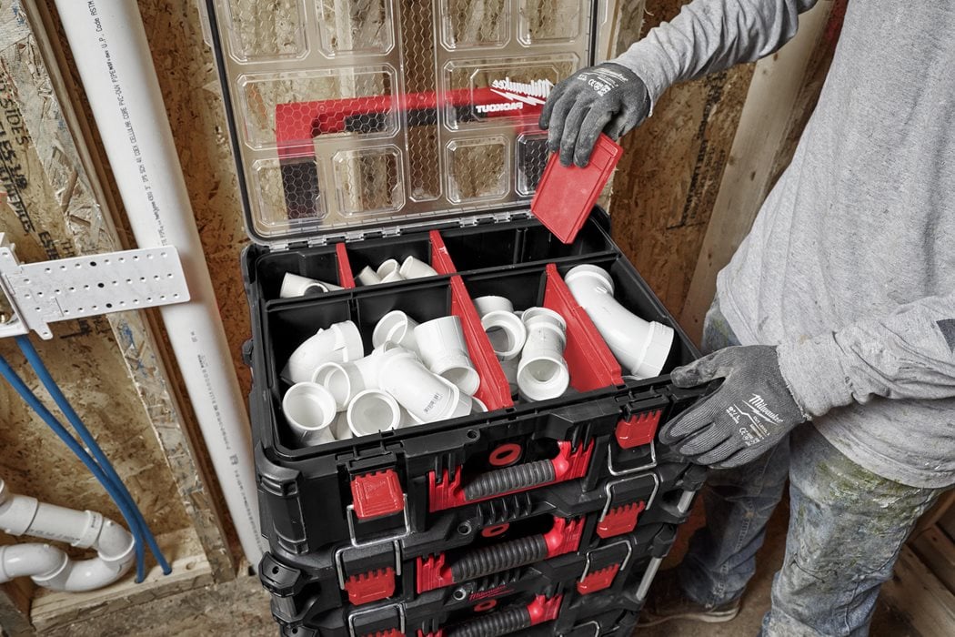 MILWAUKEE - PACKOUT Organizer XL 4932478625 | IP65 | Coperchio Trasparente | Vaschette Modulari
