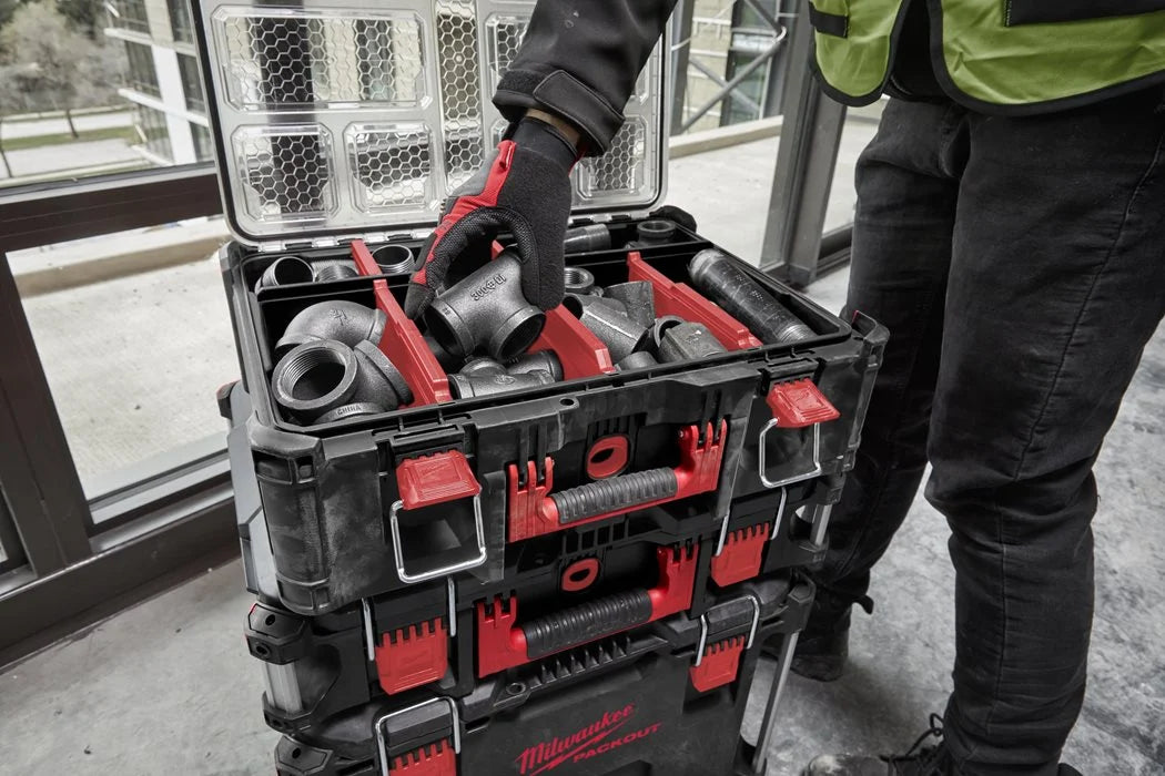 MILWAUKEE - PACKOUT Organizer XL 4932478625 | IP65 | Coperchio Trasparente | Vaschette Modulari
