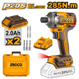 INGCO 285Nm Impact Wrench with 2 x 20V 2Ah Batteries in Case