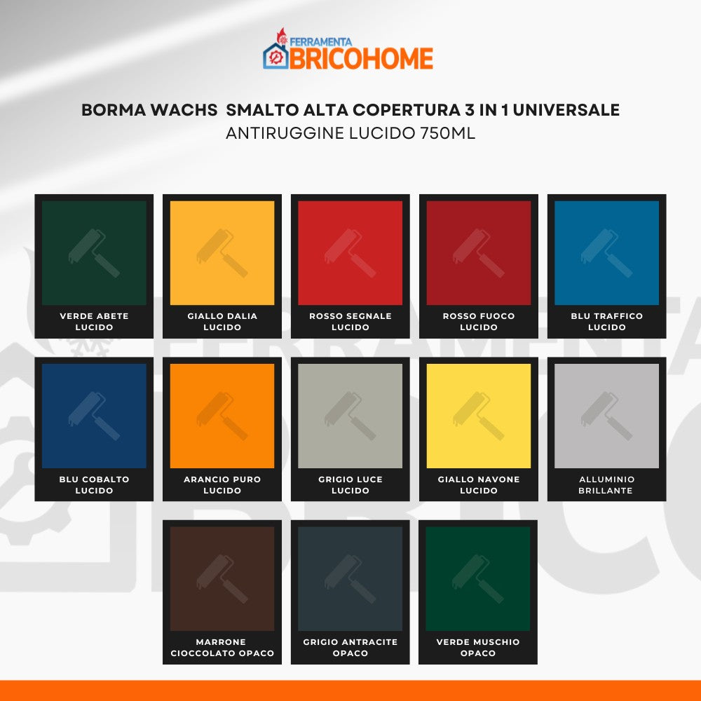 BORMA WACHS - Smalto Alta Copertura 3 in 1 Universale Antiruggine 750ml