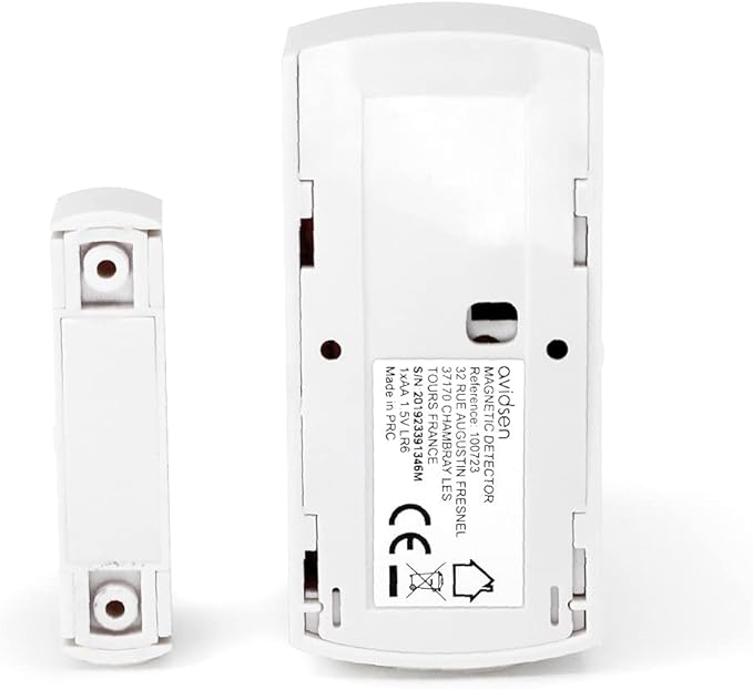 AVIDSEN - Sensore Wireless a Contatto Magnetico 100723 | Rilevatore Apertura Porte e Finestre | Portata 100m | Compatibile Kit 127055/100731/100720
