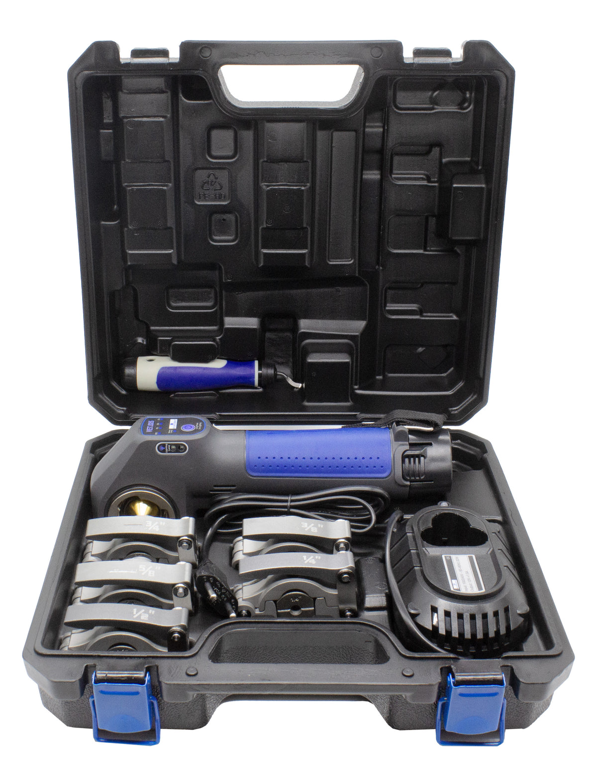 FUMASI - Étiqueteuse à batterie 570040A SLIM 12V | 1/4"-3/4" | Bride 45° | 135 opérations | Lumière LED | Kit valise