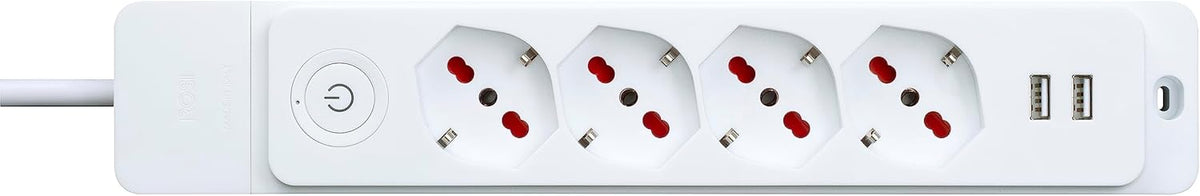 Steckdosenleiste mit Kabel, 4 Steckdosen/Schuko 10/16A + 2 USB-Anschlüsse + Schalter - Emilia Specialist ROSI