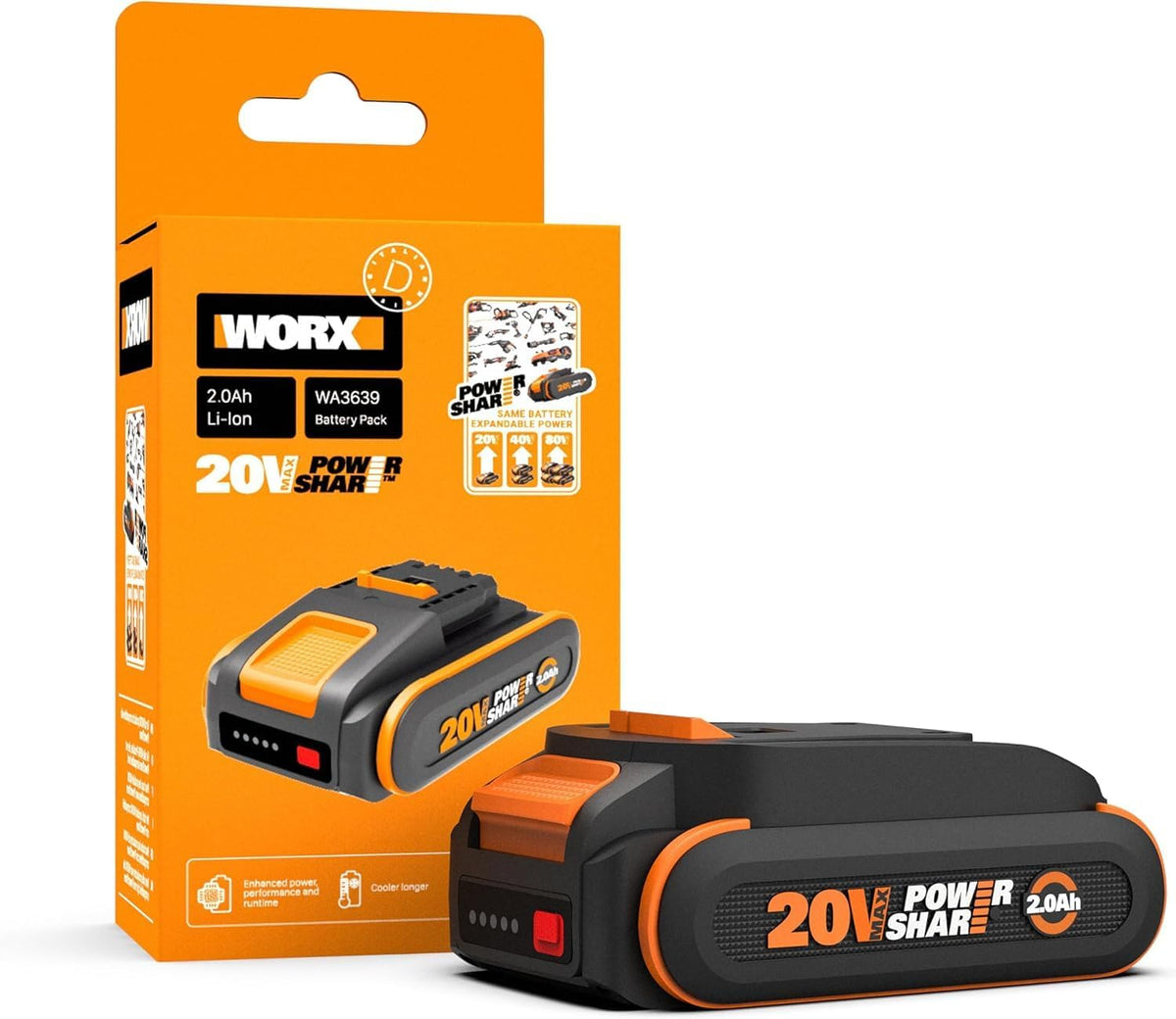 Batterie lithium WORX 20V 2,0Ah - WA3639