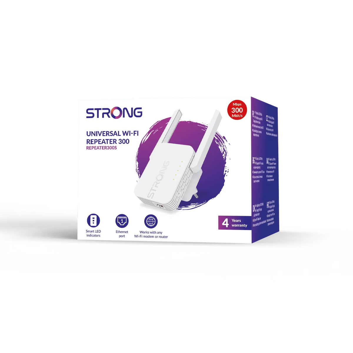 STRONG - Repeater Wi-Fi Universale 300S | 300 Mbps | 2,4 GHz | 2 Antenne | LED Segnale | WPA2-PSK