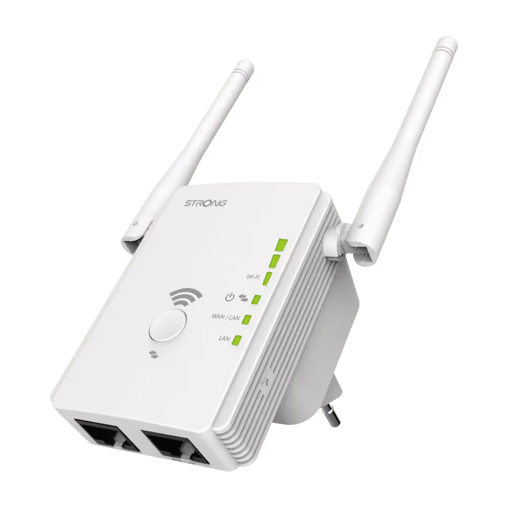 STRONG - Repeater Wi-Fi Universale 300V2 | 300 Mbps | 2,4 GHz | 2 Antenne | Access Point Router | WPA2