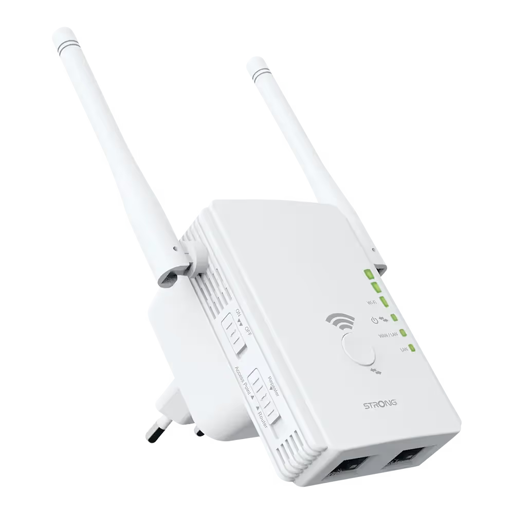 STRONG - Repeater Wi-Fi Universale 300V2 | 300 Mbps | 2,4 GHz | 2 Antenne | Access Point Router | WPA2
