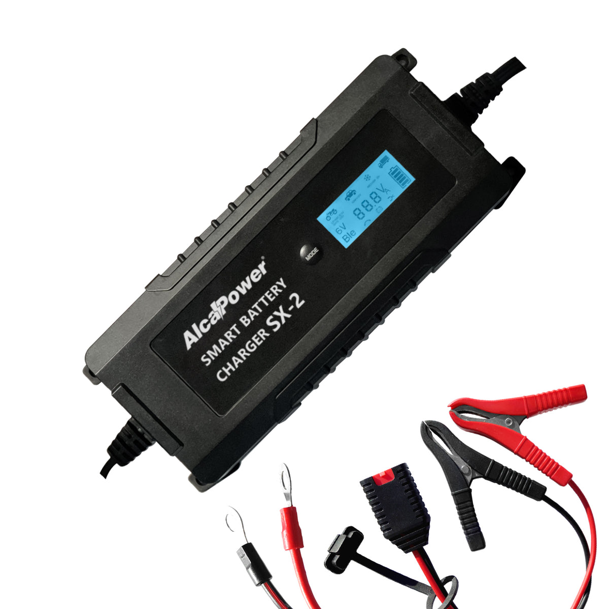 ALCAPOWER - Caricabatterie Automatico SX-2 10A | 12/24V | 4-240Ah | LiFePO4 & Piombo | Switch Auto