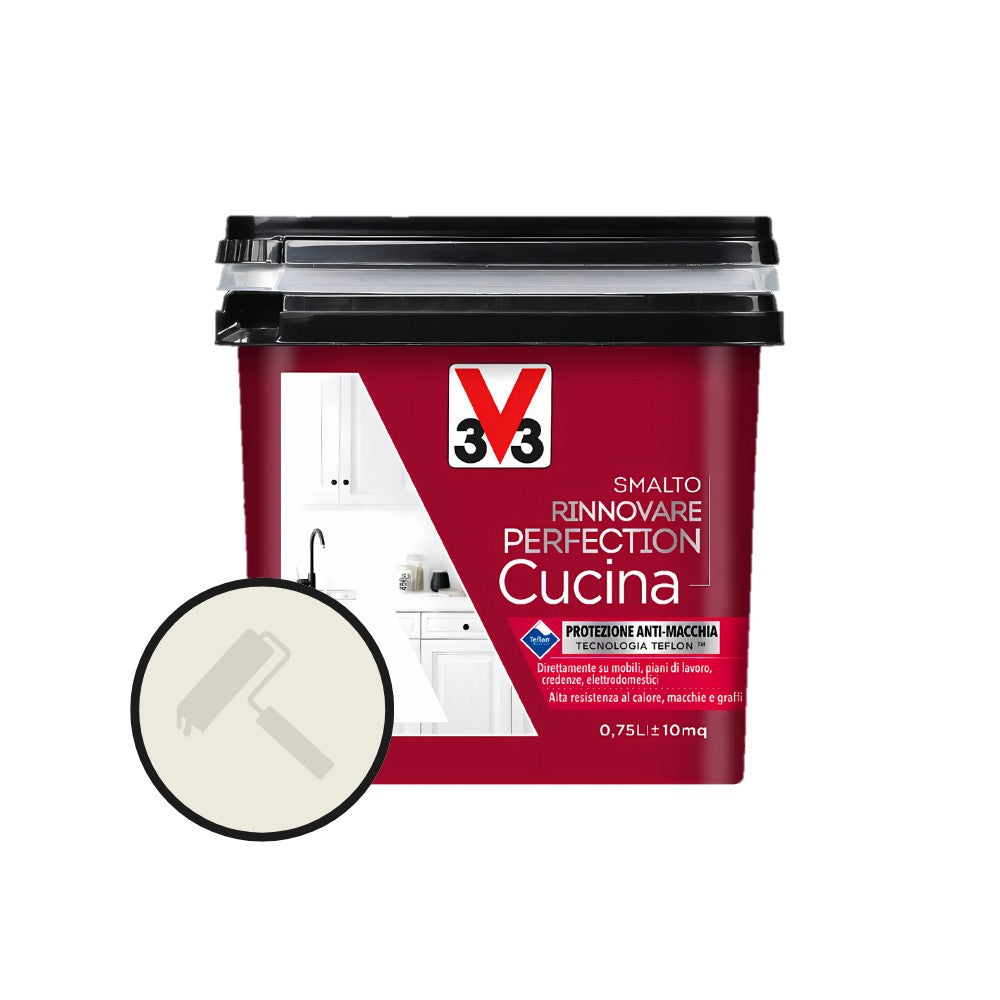 V33 - Smalto Rinnovare Perfection Cucina 750ml | Senza Fondo | Tutti i Supporti | Satinato/Opaco