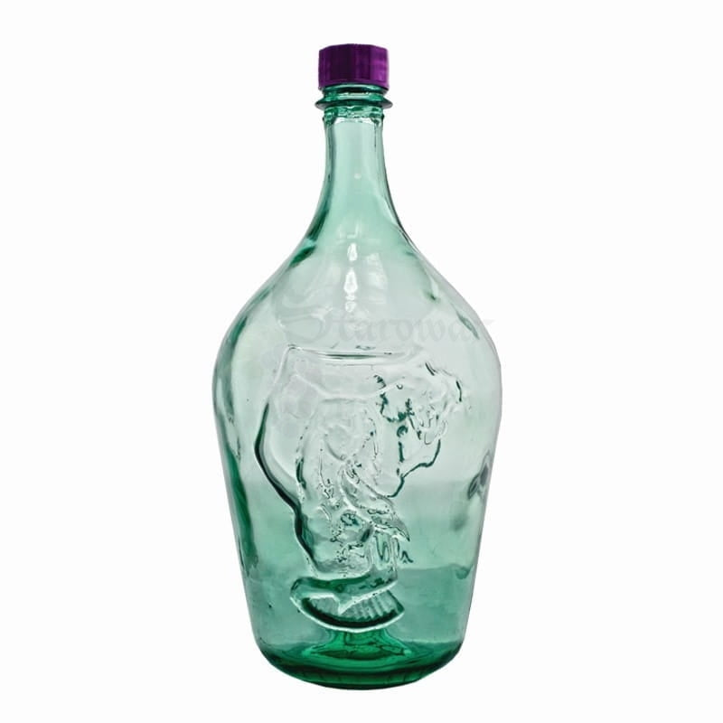 Bottiglia in Vetro Tipo Dama con Tappo a Vite | Verde | Collo Lungo | 3LT / 5LT