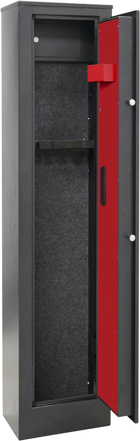ARREGUI - Armadio Portafucili ARM050835 | 5 Posti | Impronte Digitali + Codice | Allarme 70dB | Cassetto con Chiave