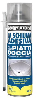 SARATOGA - Schiuma Adesiva Piatti Doccia 500ml | Poliuretanica | Espansione Controllata | Impermeabile | Bombola 500ml