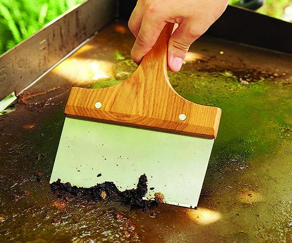 SANDRIGARDEN - Raschietto per Barbecue in Acciaio Inox 78929-01 | Manico Legno | 24 x 15,5 cm