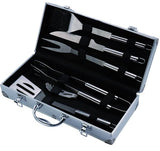 SANDRI GARDEN - Grillbesteck-Set 6-teilig | Edelstahl | Aluminiumkoffer | Grillgabel Zange Wender Bürste Messer Korkenzieher