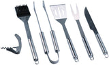 SANDRI GARDEN - Grillbesteck-Set 6-teilig | Edelstahl | Aluminiumkoffer | Grillgabel Zange Wender Bürste Messer Korkenzieher