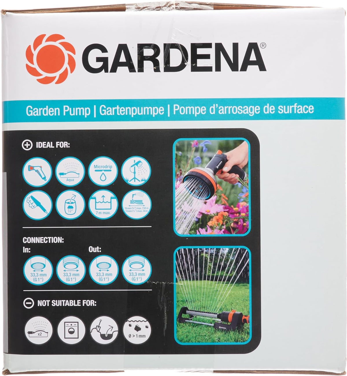 GARDENA - Pompa da Giardino 3000/4 Basic | 600W | 3000 l/h | 3,5 bar | Albero Inox | Sistema GARDENA