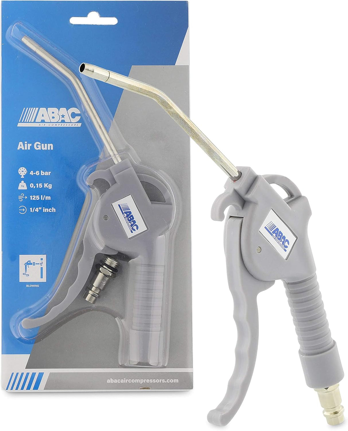 ABAC - Pistola Soffiaggio G-503 | Corpo Plastica | Ugello 100mm Ø3,8mm | 0-8 bar | 2,08 l/s | 150g | Cod. 2809913502