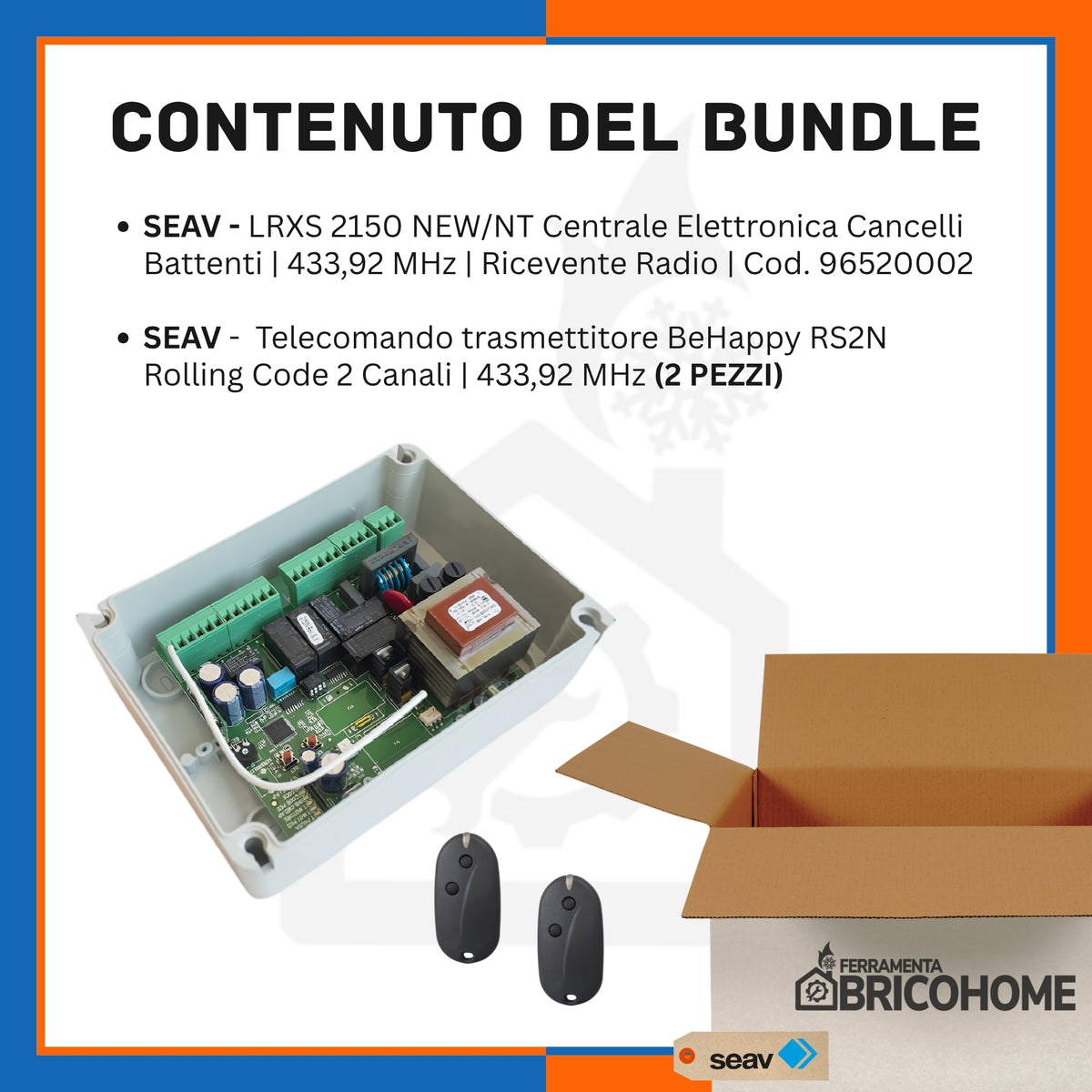 Kit Seav Centrale Elettronica Cancelli Battenti LRXS 2150 NEW/NT + 2 Telecomandi [BUNDLE]