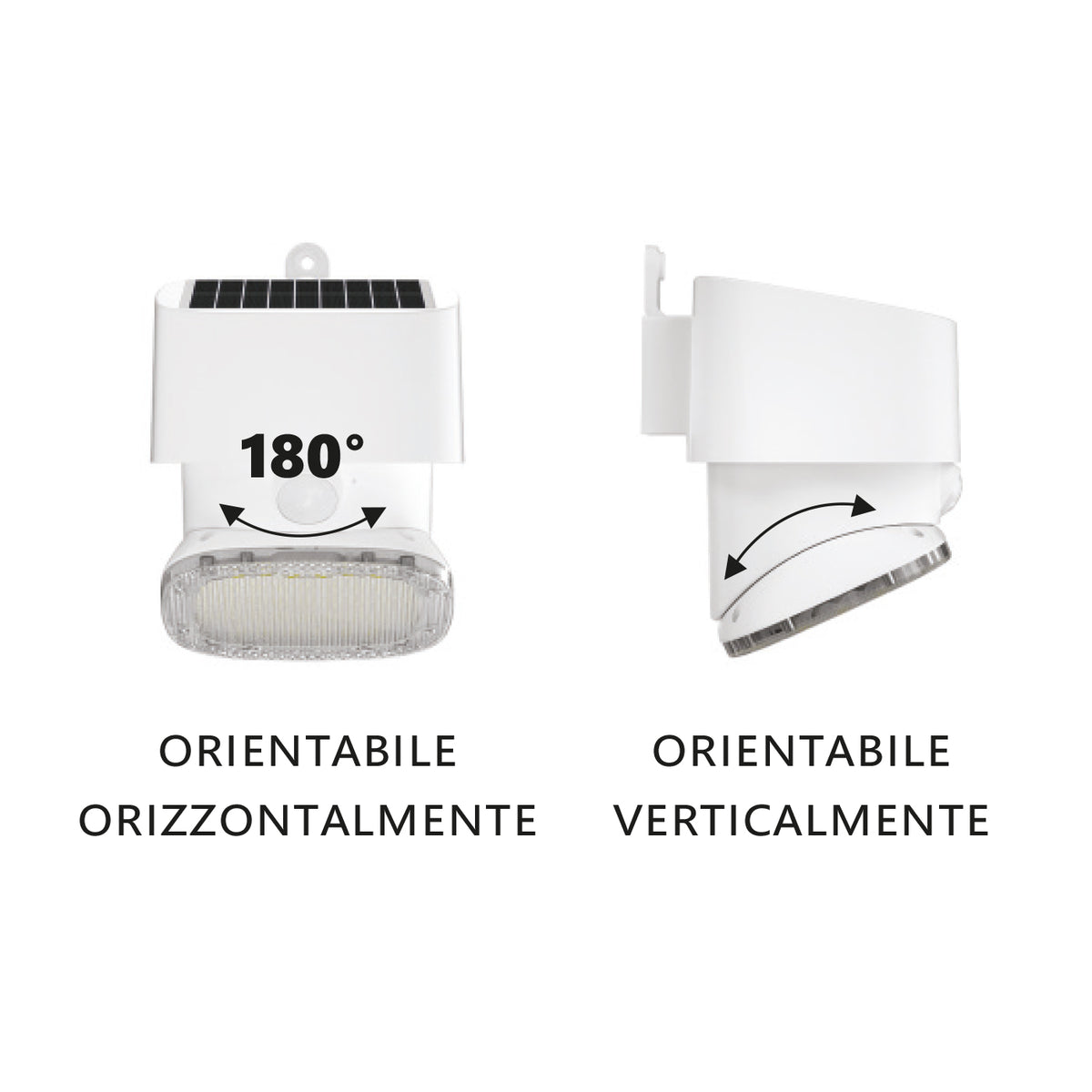 ALCAPOWER - Proiettore Faro LED Solare Orientabile SWL-12 929604 | 2000lm | 3 Modalità | PIR + Crepuscolare | 3000-4000K