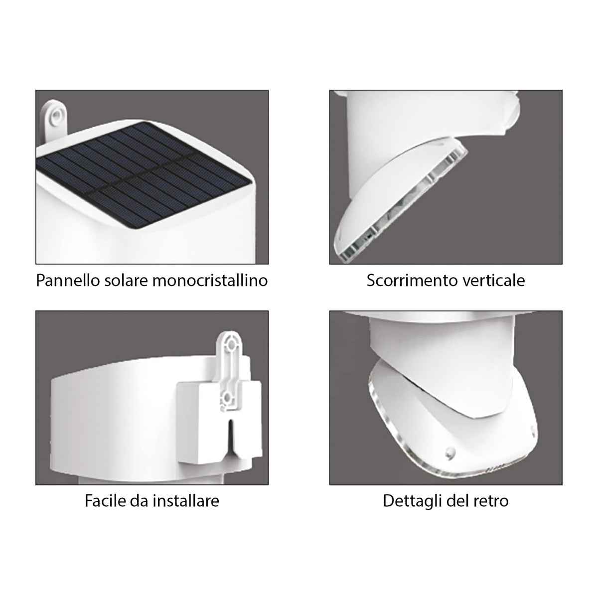 ALCAPOWER - Proiettore Faro LED Solare Orientabile SWL-12 929604 | 2000lm | 3 Modalità | PIR + Crepuscolare | 3000-4000K
