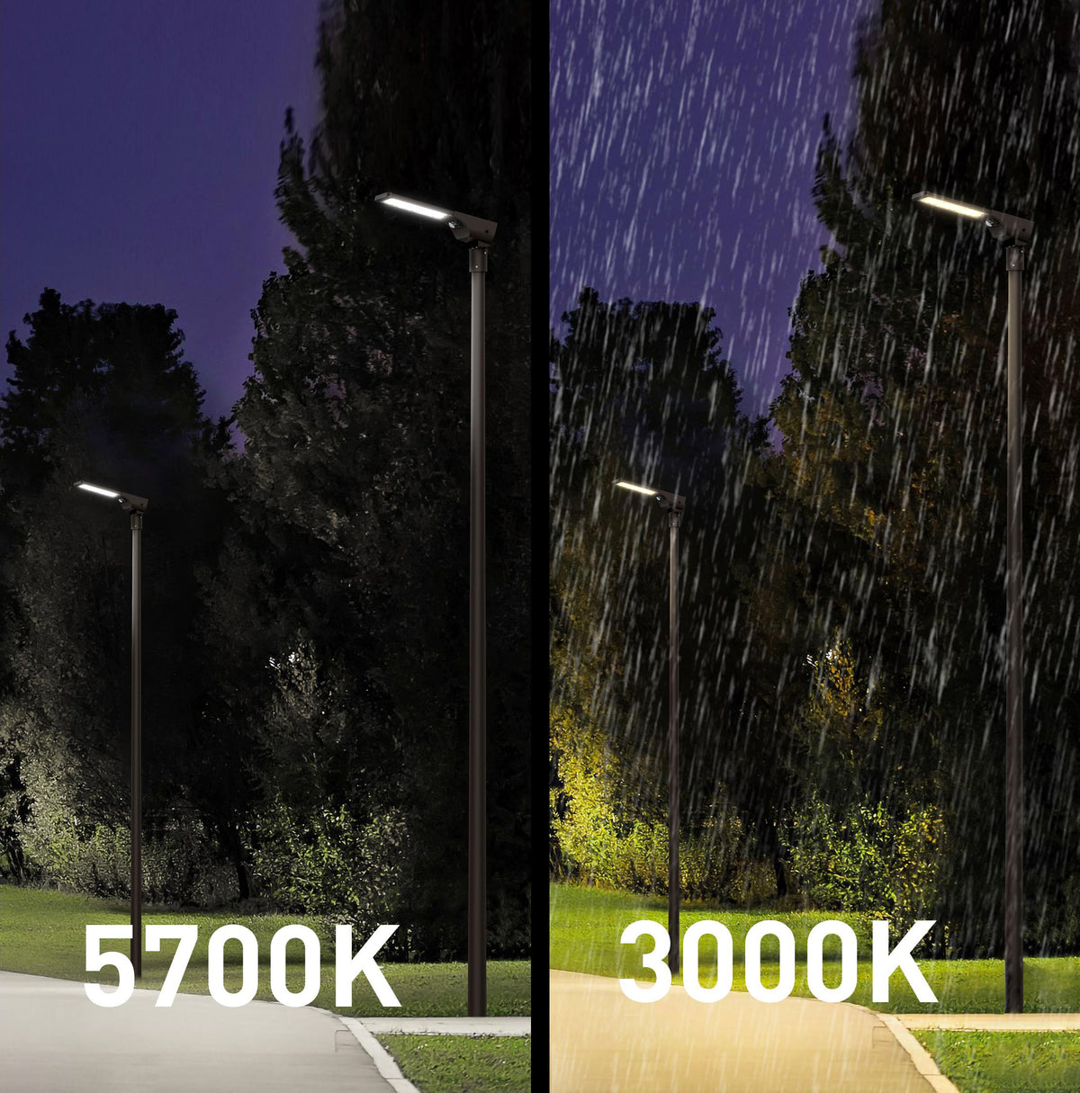 ALCAPOWER - Proiettore Stradale Solare SL56 IP65 6000lm | ALS2.4 | Multifunzione | Sensore Pioggia | Telecomando | 3000K+5700K
