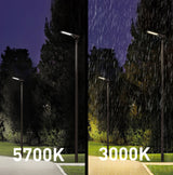 ALCAPOWER - Proiettore Stradale Solare SL56 IP65 6000lm | ALS2.4 | Multifunzione | Sensore Pioggia | Telecomando | 3000K+5700K