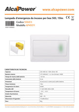 ALCAPOWER - Lampada d'Emergenza da Incasso Serie 503 | 15 lm | 8h Autonomia | IP20 | 930413