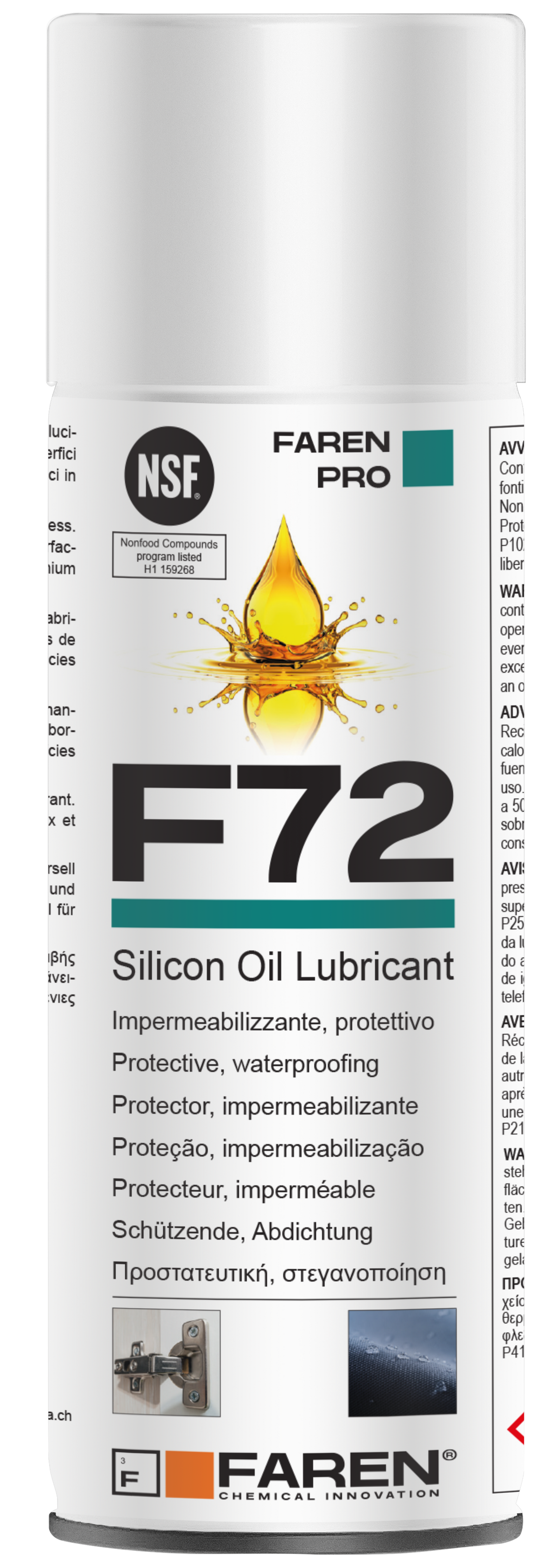 FAREN - Olio di Silicone Impermeabilizzante F72 | NSF H1 | -38°C/+270°C | Lubrifica Protegge Lucida | Uso Alimentare