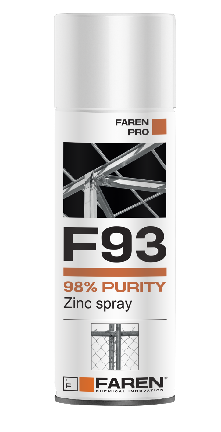 FAREN - Zinco Spray Zincante a Freddo F93 | 400ml | 98% Zinco Puro | Resiste 600°C | Ugello 360°
