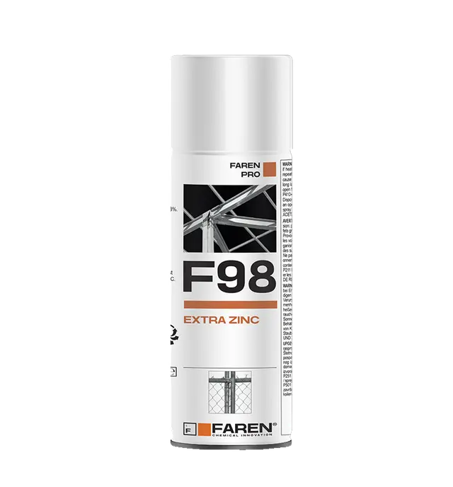 FAREN - F98 Extra Zinc | Zinco Spray 98% Puro | 400ml | Anticorrosione | Resistenza 300°C | Zincatura a Freddo