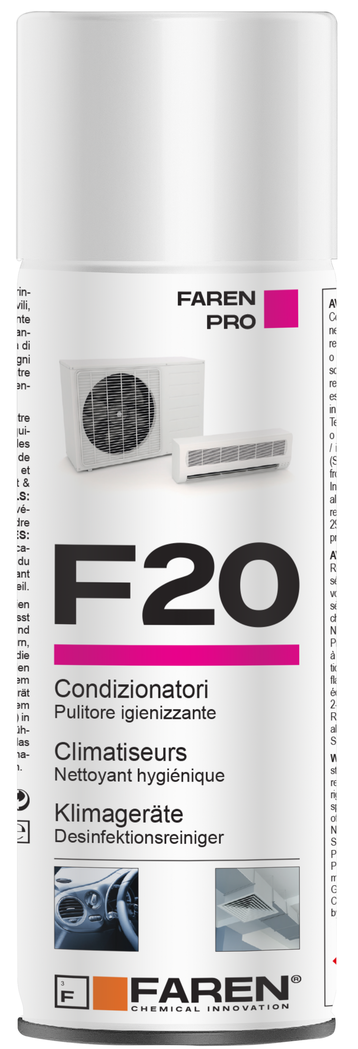 FAREN - F20 Spray Igienizzante Condizionatori e Climatizzatori | Split, Auto, Filtri | Antibatterico | Deo-Rinfrescante