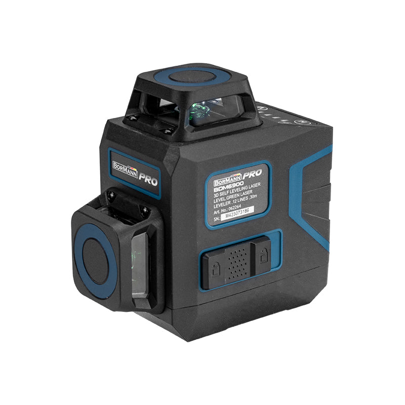 BORMANN Pro - Livella Laser Autolivellante BDM6900 | Raggio Verde | 3x360° | 12 Linee | Portata 30m