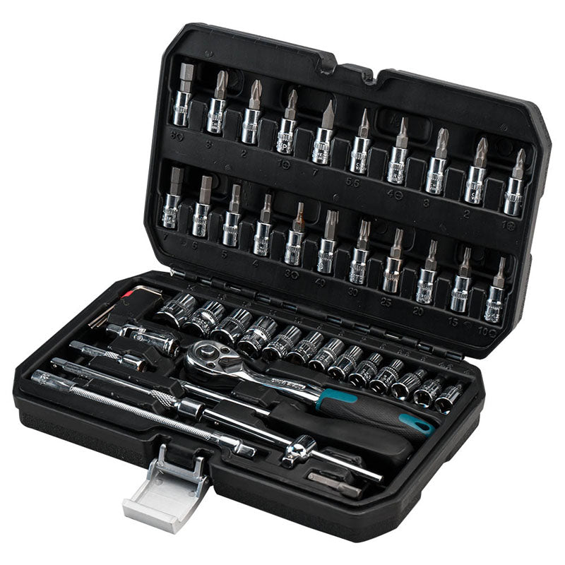 BORMANN Pro - Set 46pz Chiavi a Bussola con Cricchetto BHT5100 | 1/4'' | Acciaio Cr-V | Valigetta