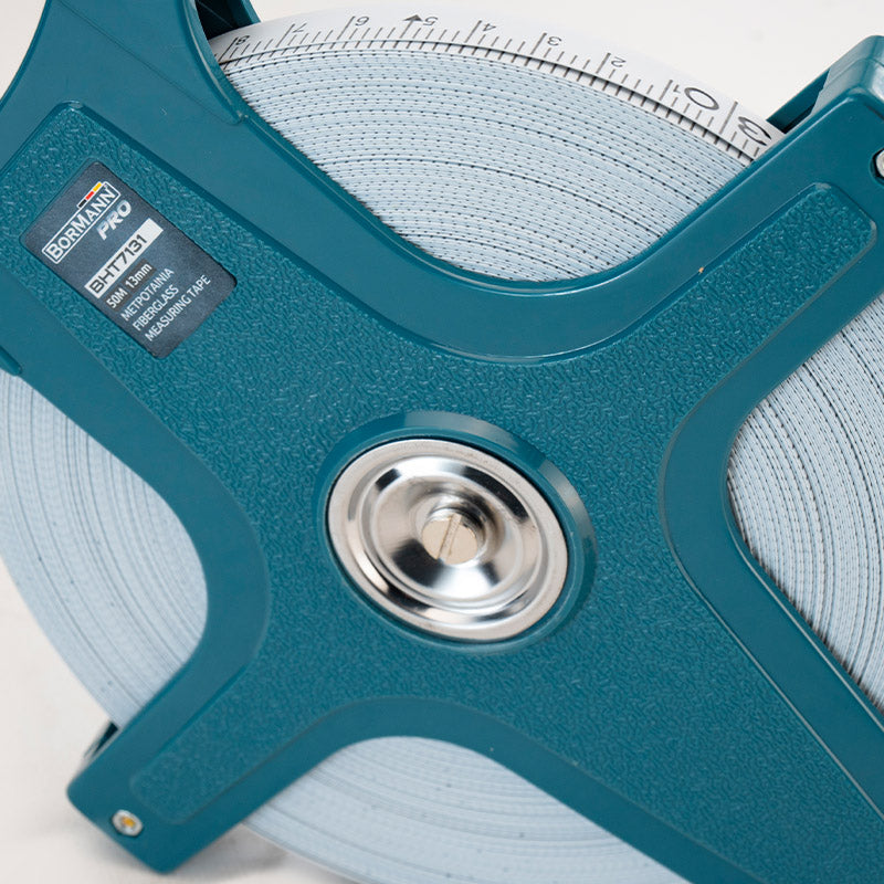BORMANN Pro - Rotella Metrica in Fibra di Vetro BHT7131 | 50m x 13mm | Open Type | Manovella