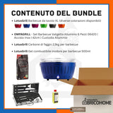 Kit Lotusgrill Barbecue da tavolo XL + Set 6 Utensili Professionali + Carbone + Gel [BUNDLE]