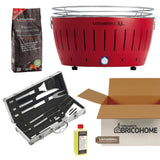 Kit Lotusgrill Barbecue da tavolo XL + Set 6 Utensili Professionali + Carbone + Gel [BUNDLE]
