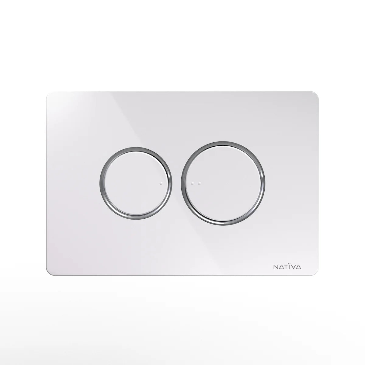 NATIVA Placca Bolla Lux JP3BC bianca con anelli cromati su sfondo bianco vista frontale 2