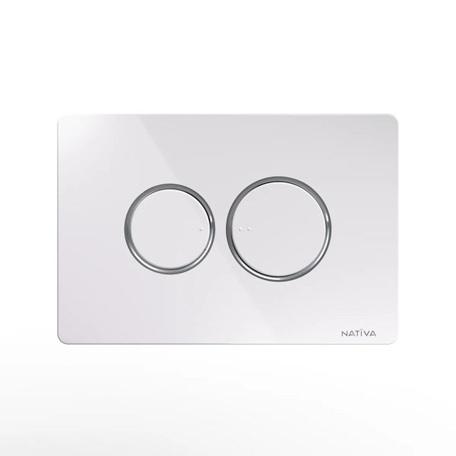 NATIVA Placca Bolla Lux JP3BC bianca con anelli cromati su sfondo bianco vista frontale 2
