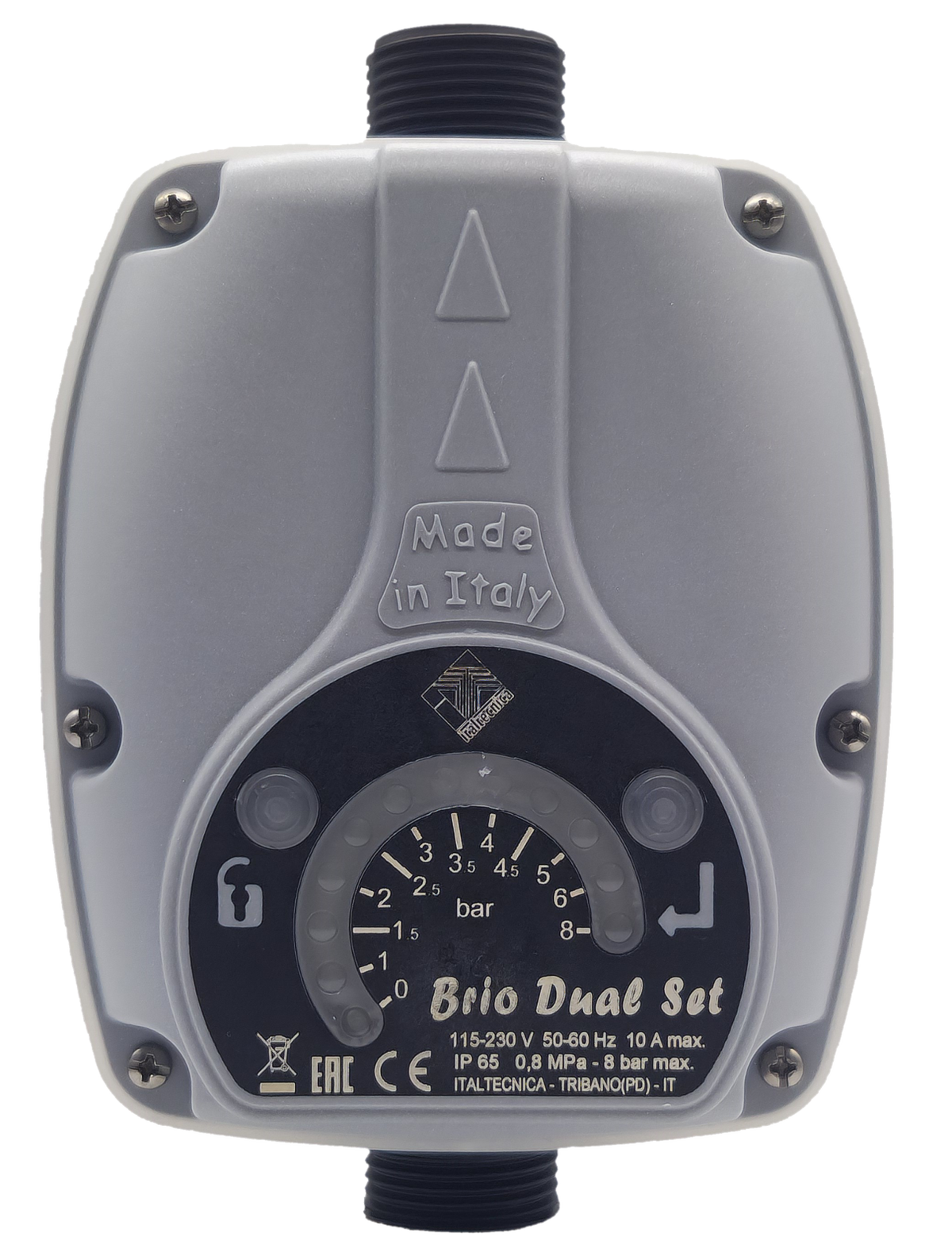 ITALTECNICA - Pressostato Digitale Brio Dual Set | Doppia Regolazione 1-6 Bar | IP65 | 10A | 115-230V | Made in Italy