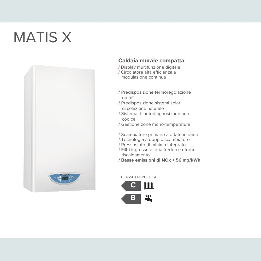 ARISTON - Caldaia Murale MATIS X 24 | 24 kW | Metano/GPL | Classe A | Kit Fumi Omaggio