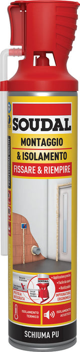 SOUDAL - Schiuma Poliuretanica Genius Gun 750ml | Montaggio e Isolamento | Riutilizzabile 6 Settimane | Cod. 144576