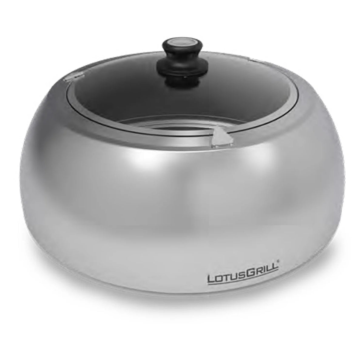 LotusGrill Cappa XL acciaio inox LG-COP-SG-435 vista dall'alto con coperchio in vetro