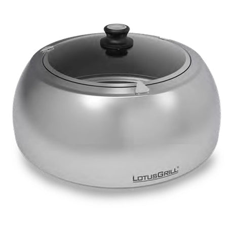 LotusGrill Cappa XL acciaio inox LG-COP-SG-435 vista dall'alto con coperchio in vetro