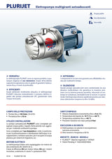 PEDROLLO – Elettropompa Multigirante Autoadescante PLURIJETm 4/80 | 0,75 HP | 80 l/min | Prevalenza 50m | Inox AISI 304