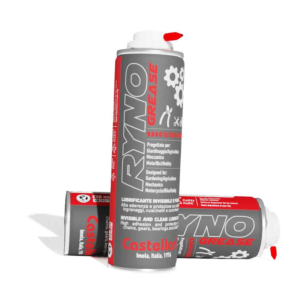 Castellari - Grasso Spray Nanotecnologico RY02A | 250ml | Lubrificante Invisibile | Catene Ingranaggi Cuscinetti | Giardinaggio Agricoltura